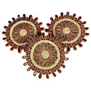 Handwoven Raffia Floral Vtg Trivets Set of 3 Boho Folk Art Table Decor Orange